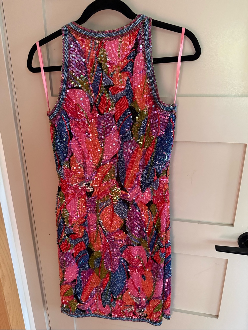 Vintage BlackTie Oleg Cassini Silk Pink Sequin Beaded Cocktail Dress 8 - Picture 5 of 5